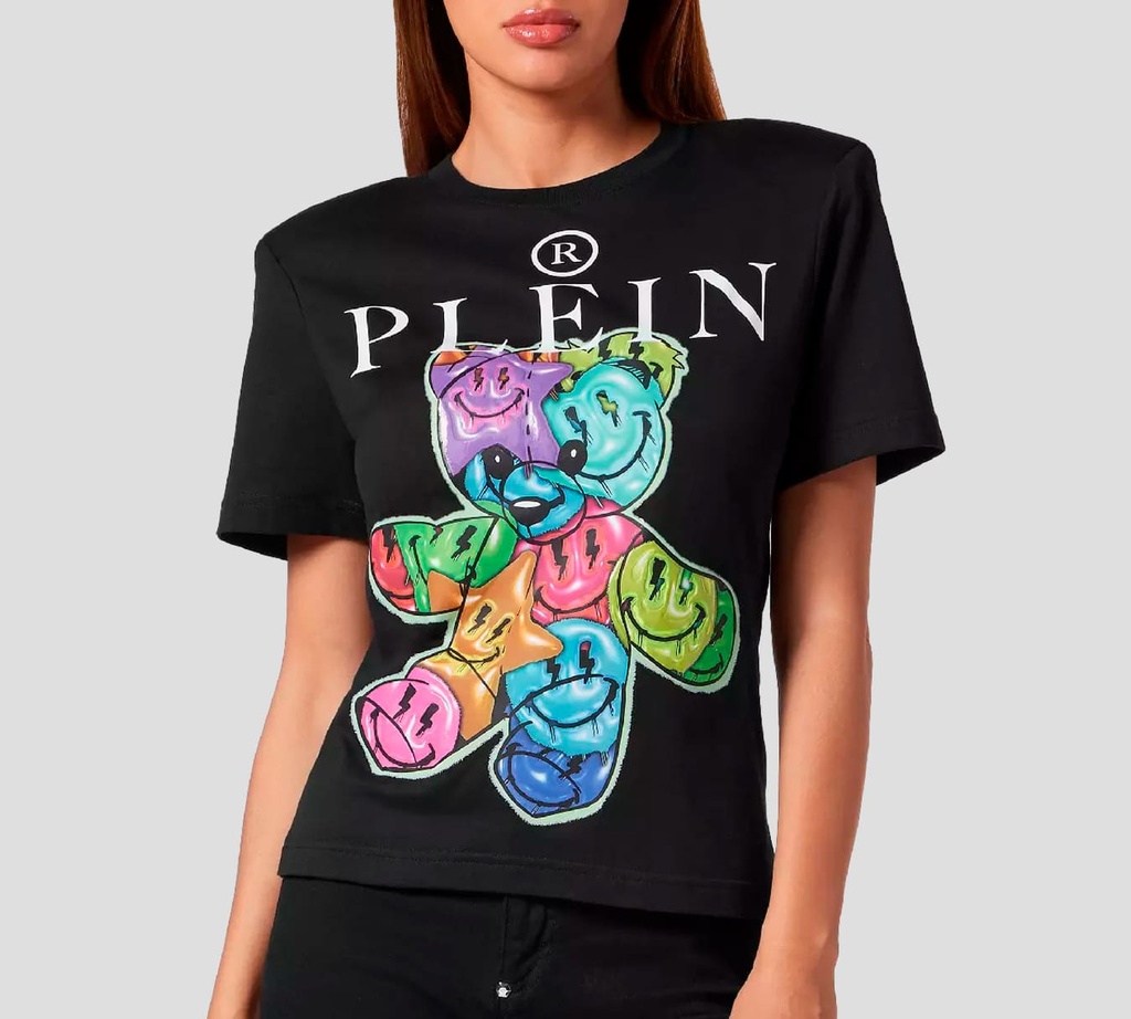 Philipp Plein - CAMISETA HOMBROS ACOLCHADOS SEXY PURE SMILE NEGRO