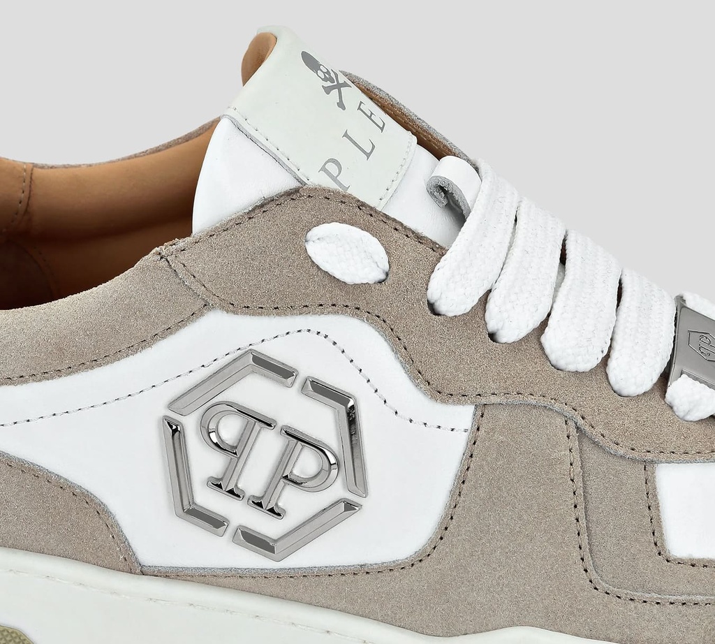 Philipp Plein - ZAPATILLAS LO-TOP DE PIEL BLANCO - BEIGE