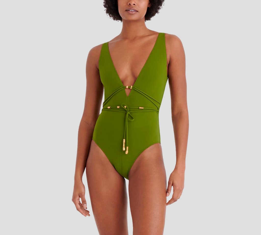 Eres - BODY VERDE OLIVA CON DETALLES EN DORADO