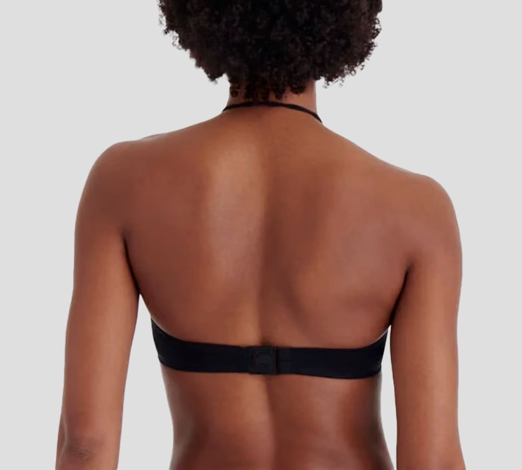 Eres - PARTE SUPERIOR DE TRAJE DE BAÑO NEGRO CORRIDO CON DETALLES DORADOS EN PUNTAS