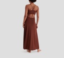 Eres - VESTIDO MARRON LARGO DESCUBIERTO EN EL MEDIO CON DETALLES DORADOS