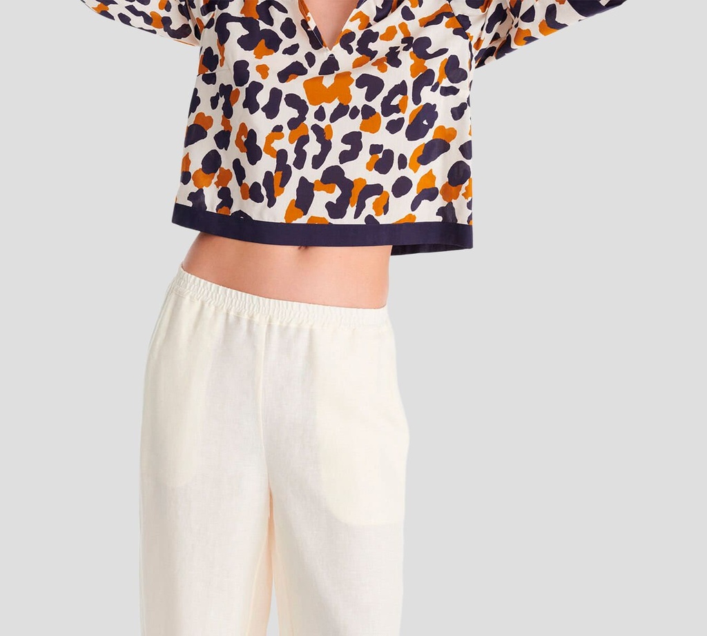 Eres - PANTALON DE LINO COLOR CREMA