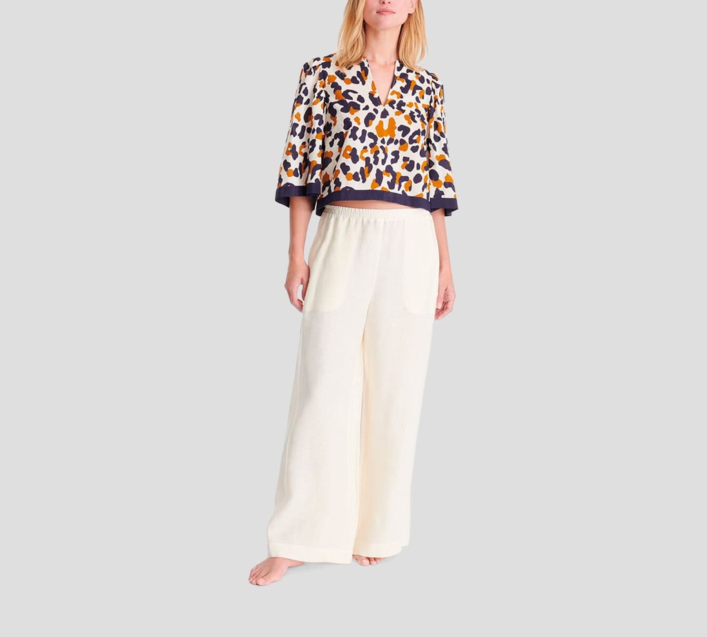 Eres - PANTALON DE LINO COLOR CREMA