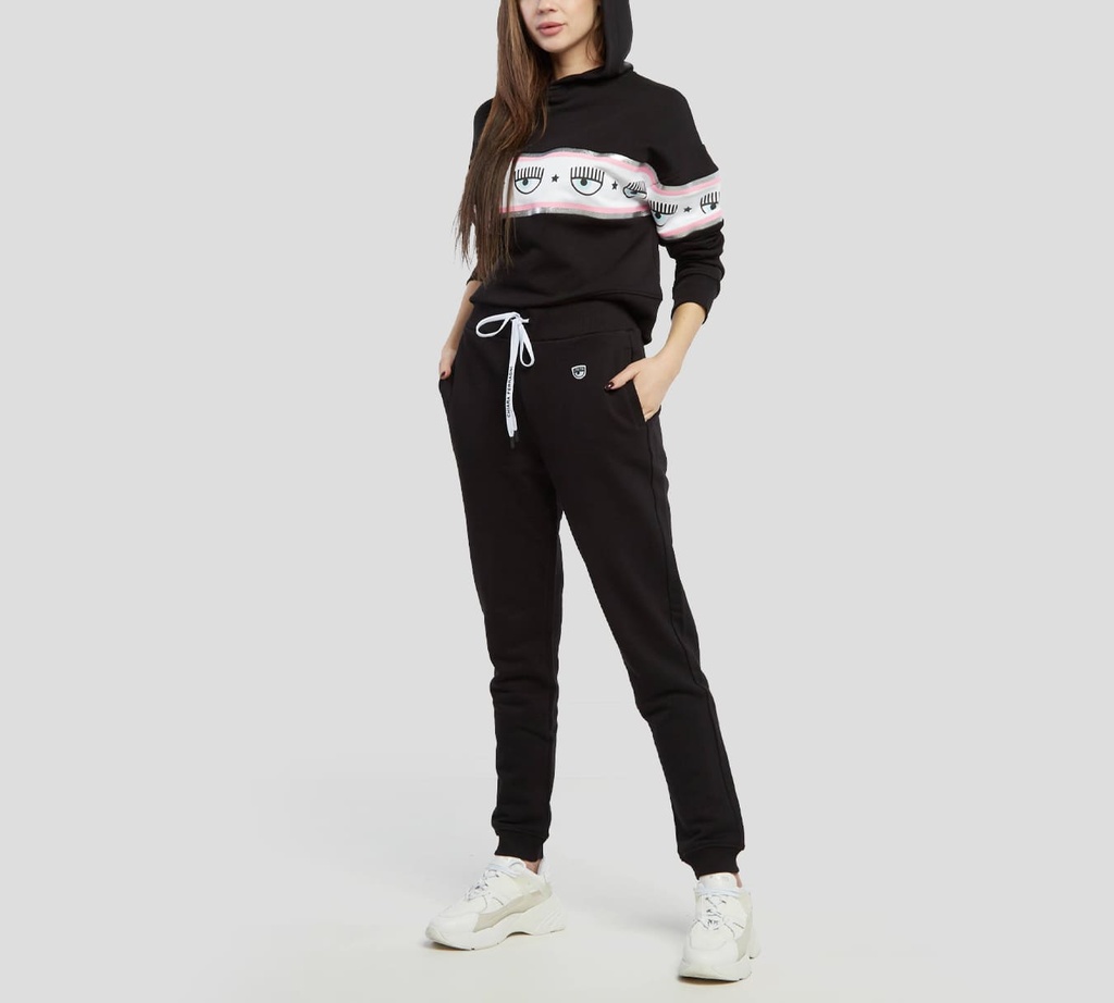 Chiara Ferragni - MONO ESTILO JOGGER NEGRO CON LOGO DE OJO