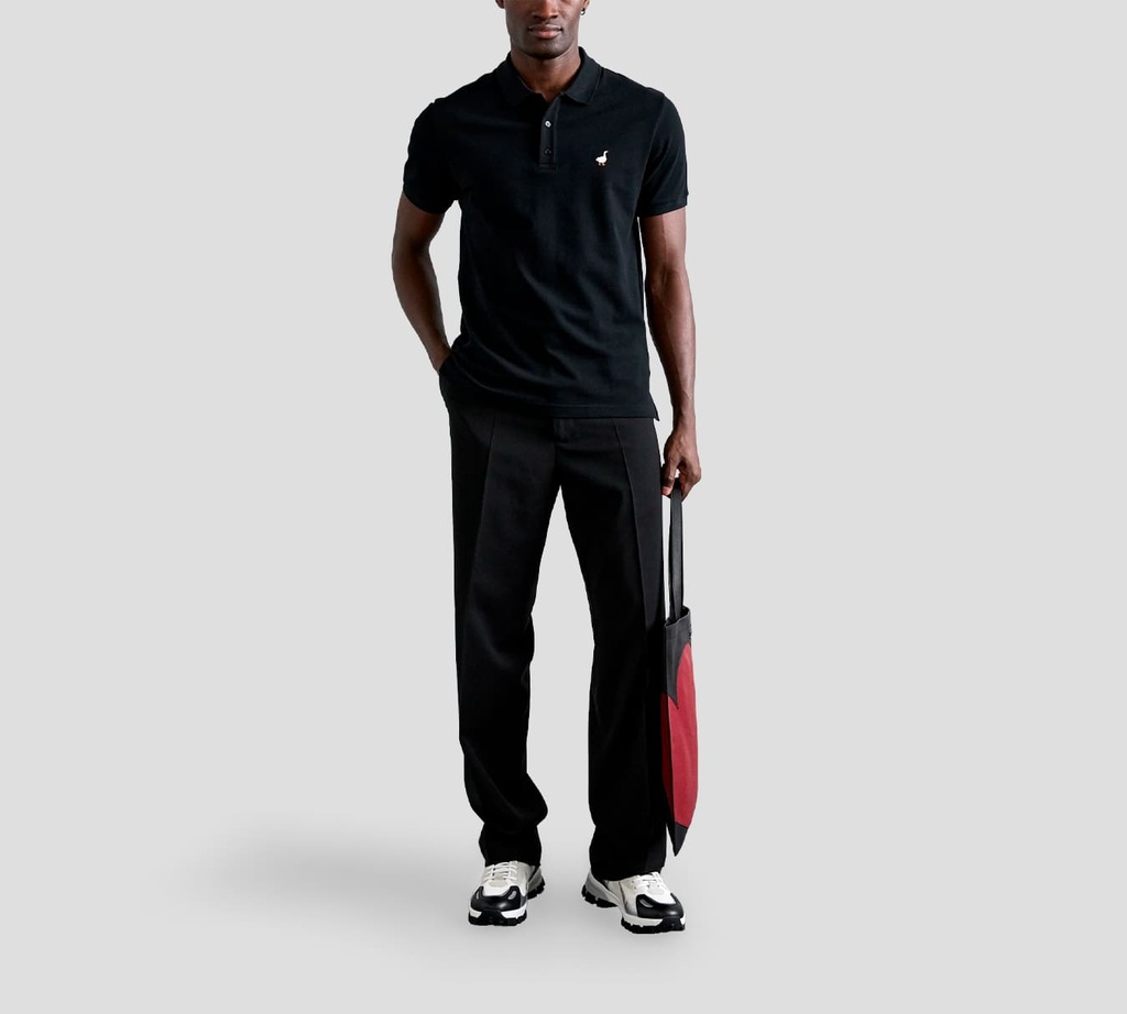 Moschino - POLO NEGRA CON BORDADO DE GANZO