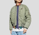 Moschino - CHAQUETA BOMBER VERDE CON FORRO NARANJA