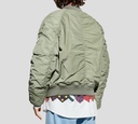 Moschino - CHAQUETA BOMBER VERDE CON FORRO NARANJA