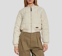 Moschino - CHAQUETA BOMBER BEIGE DETALLE EN CUERO MARRON