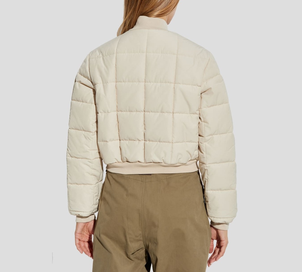 Moschino - CHAQUETA BOMBER BEIGE DETALLE EN CUERO MARRON