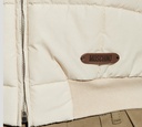 Moschino - CHAQUETA BOMBER BEIGE DETALLE EN CUERO MARRON
