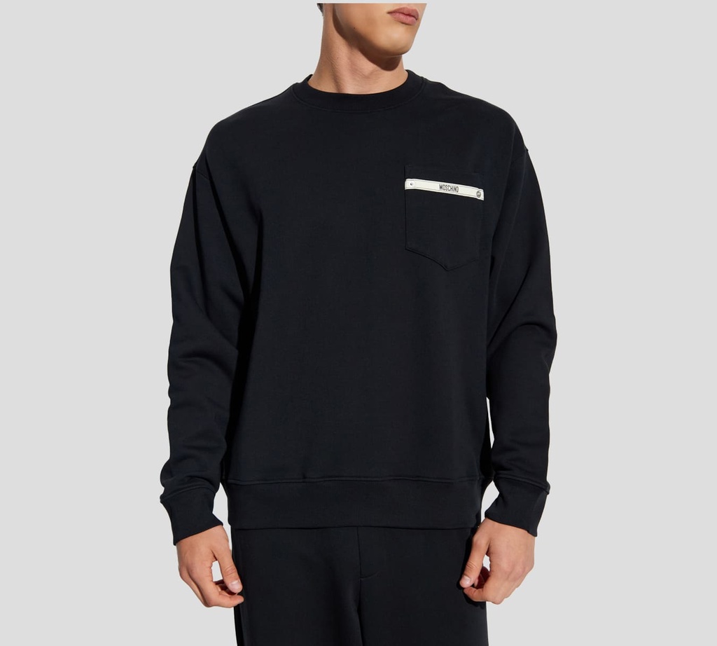 Moschino - JERSEY NEGRO CON BOLSILLO Y DETALLE MOSCHINO