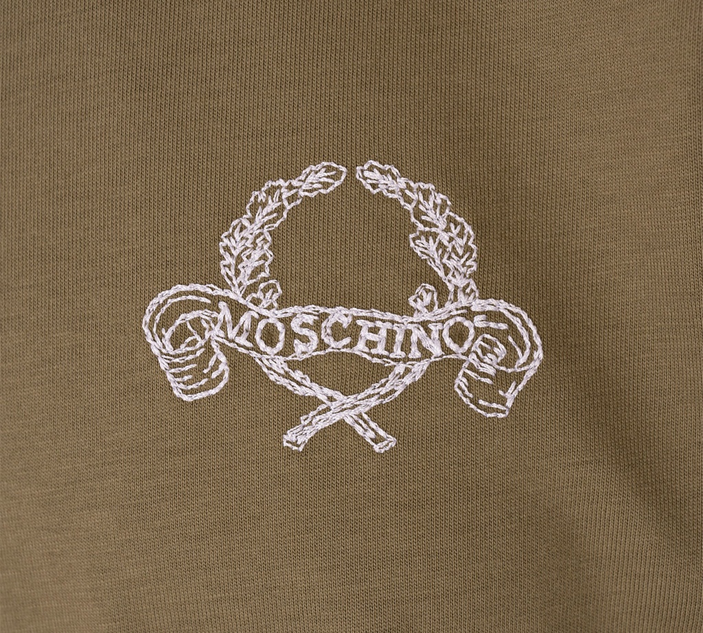 Moschino - FRANELA VERDE OLIVA CON BORDADO BLANCO