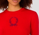 Moschino - SWEATER DE PUNTO ROJO CON BORADO AZUL EN LE PECHO