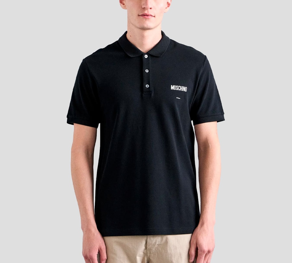 Moschino - POLO EN PUNTO PIQUÉ CON LOGO MILANO SOBRE EL PECHO