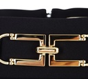 Elisabetta Franchi - FALDA NEGRA CON BROCHE DORADO 16E2