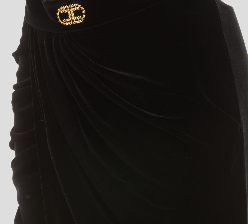 Elisabetta Franchi - FALDA LARGA DE TERCIOPELO NEGRO