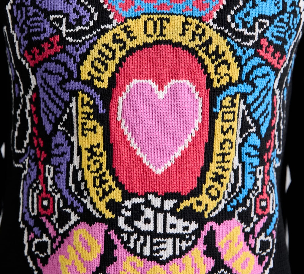 Moschino - SWEATER DE PUNTO NEGRO CON TEJIDO DE CORAZON