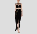 Elisabetta Franchi - FALDA LARGA DE TERCIOPELO NEGRO