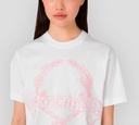 Moschino - FRANELA BLANCA CON BORDADO ROSADO