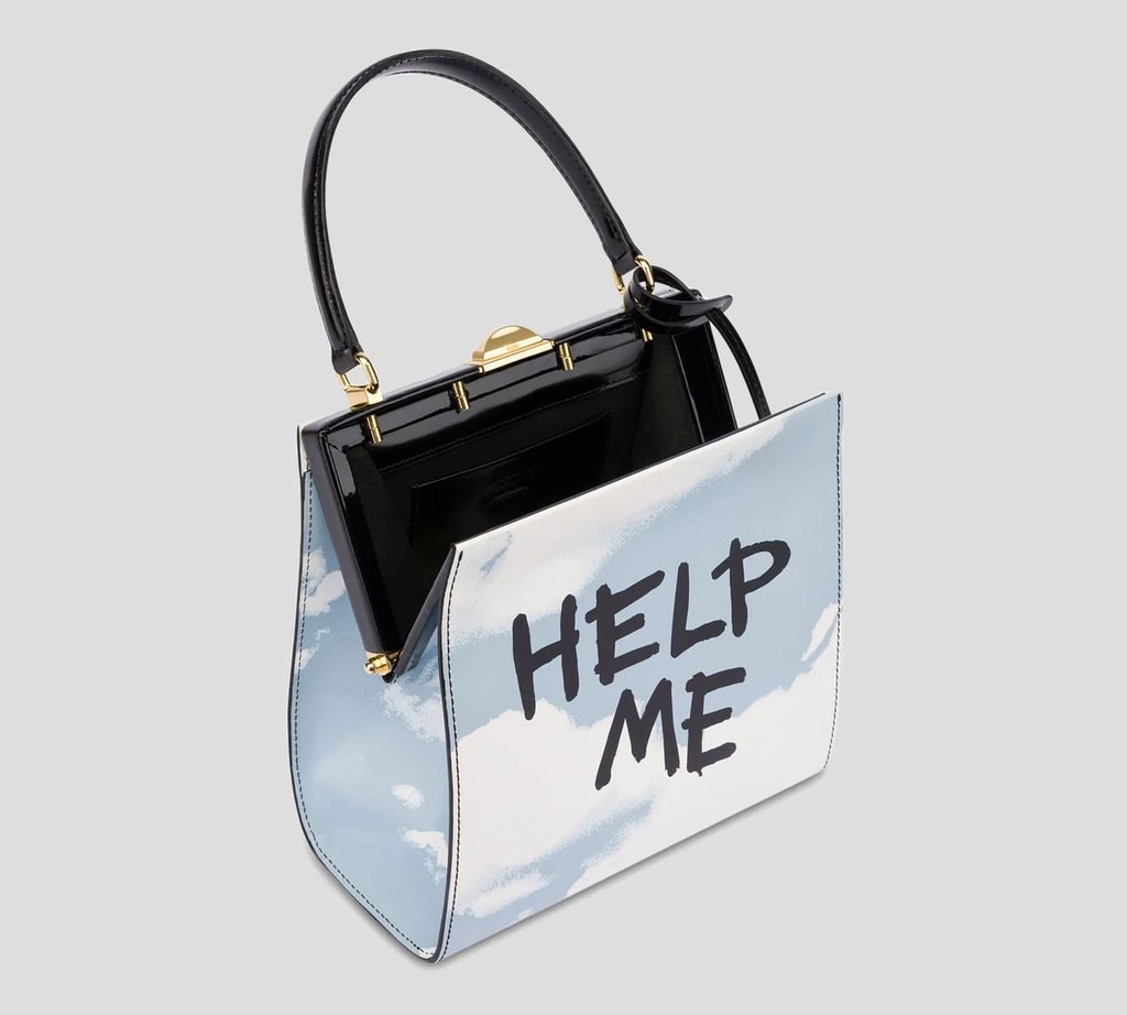 Moschino - CARTERA DE MANO "HELP ME" DE CIELO CON NUBES