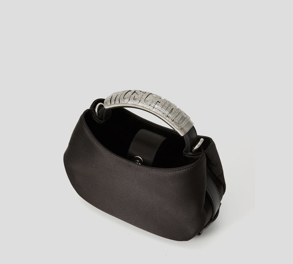 Moschino - CARTERA NEGRA DE RASO CON ASA METALICA