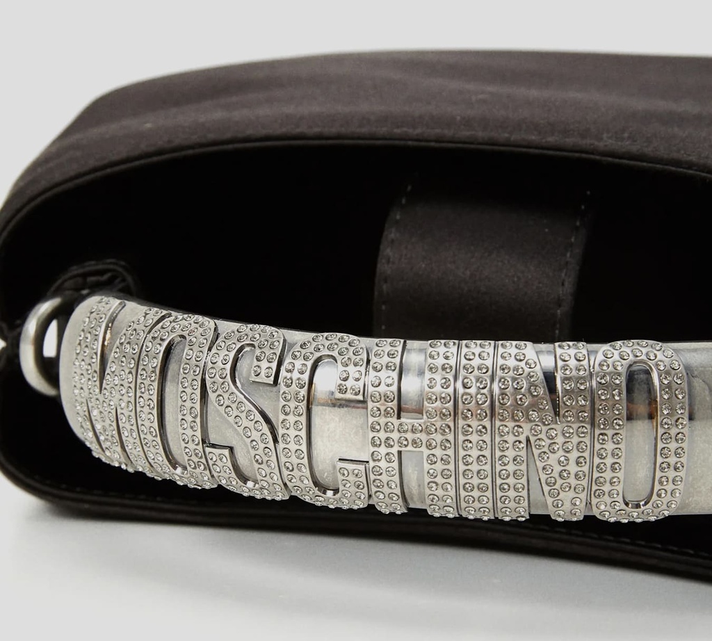 Moschino - CARTERA NEGRA DE RASO CON ASA METALICA