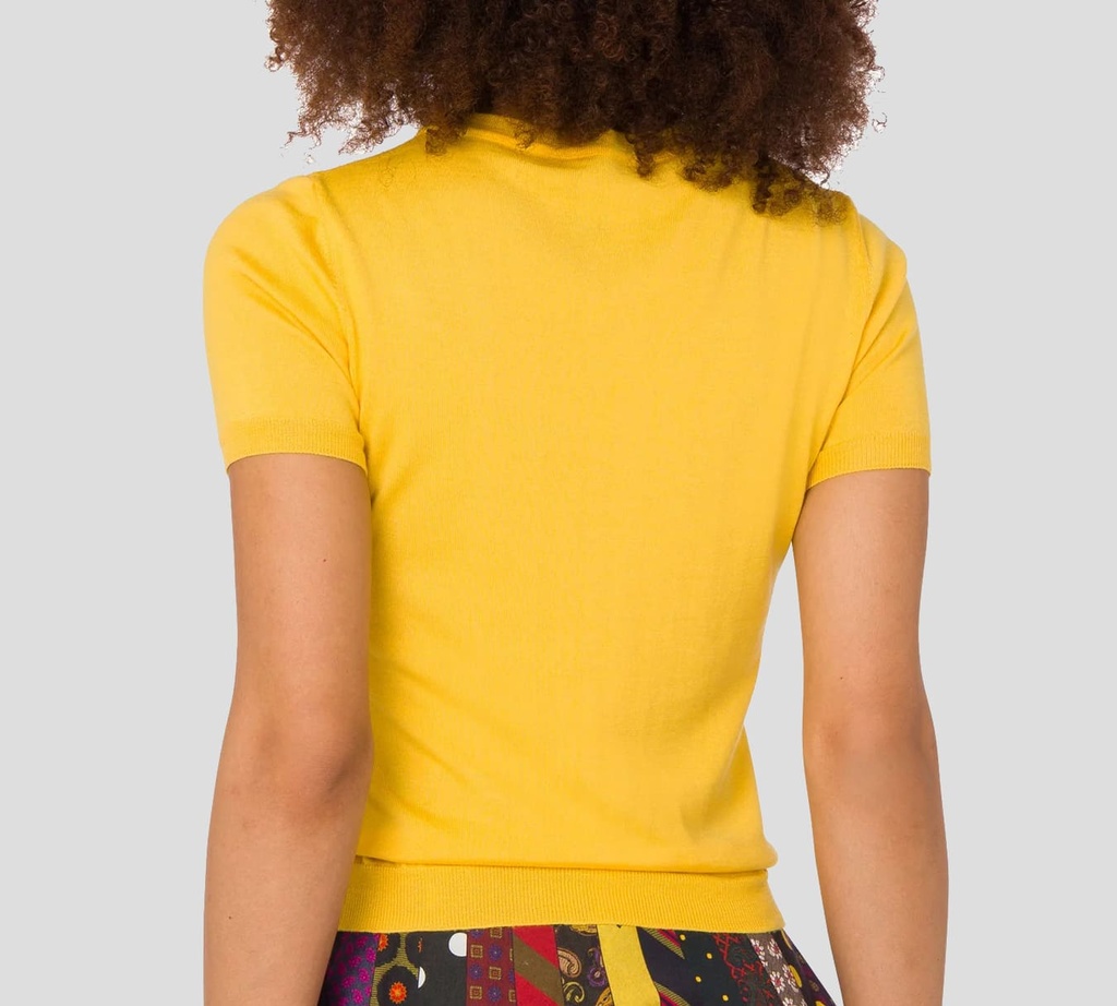 Moschino - FRANELA DE PUNTO AMARILLA CON DETALLE DORADO EN M