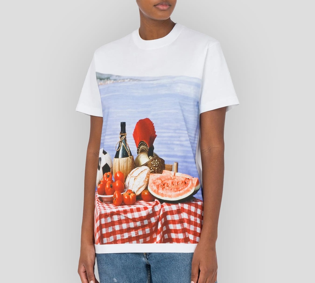 Moschino - FRANELA BLANCA CON ESTAMPADO DE PICNIC D