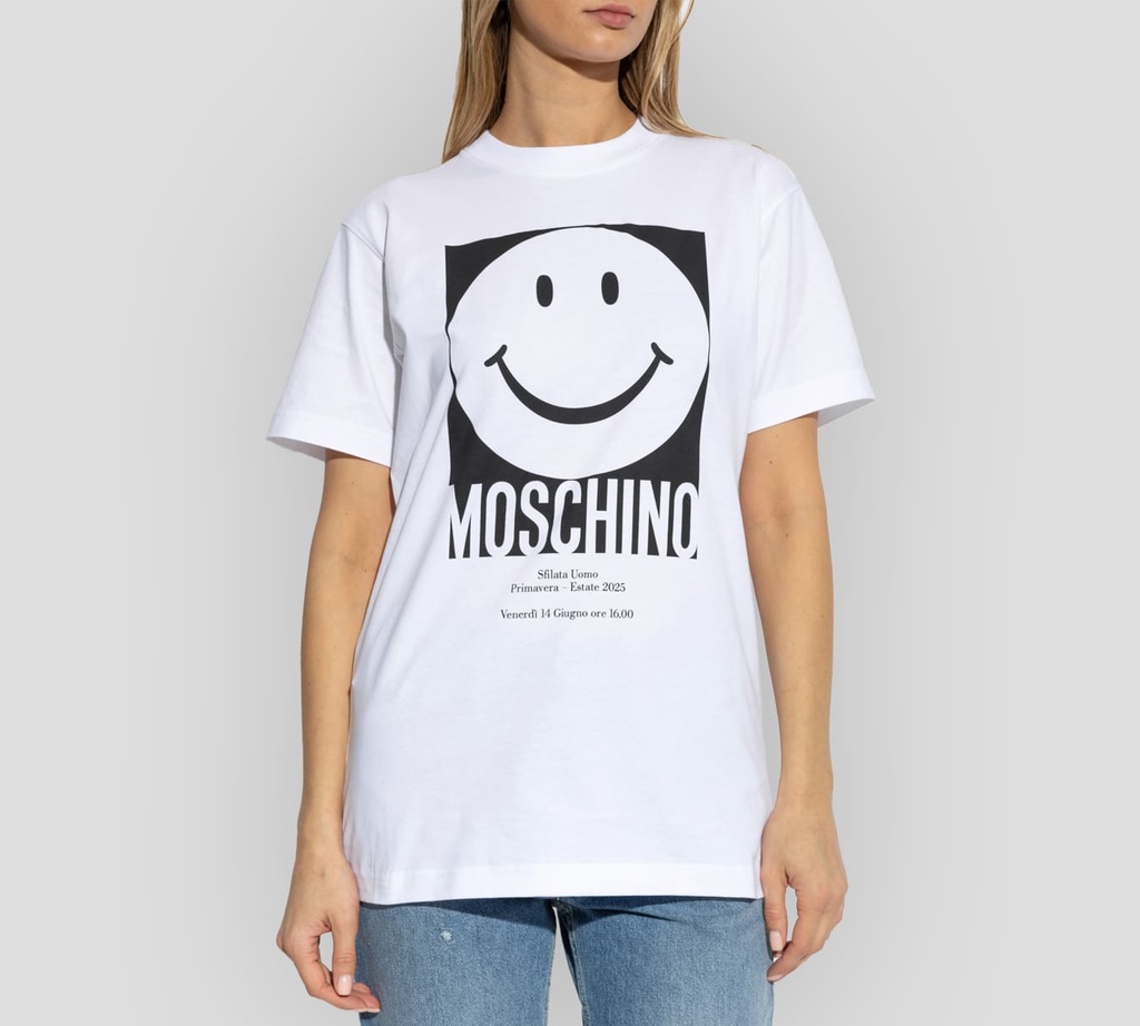 Moschino - FRANELA BLANCA CON CARITA FELIZ EN NEGRO 2