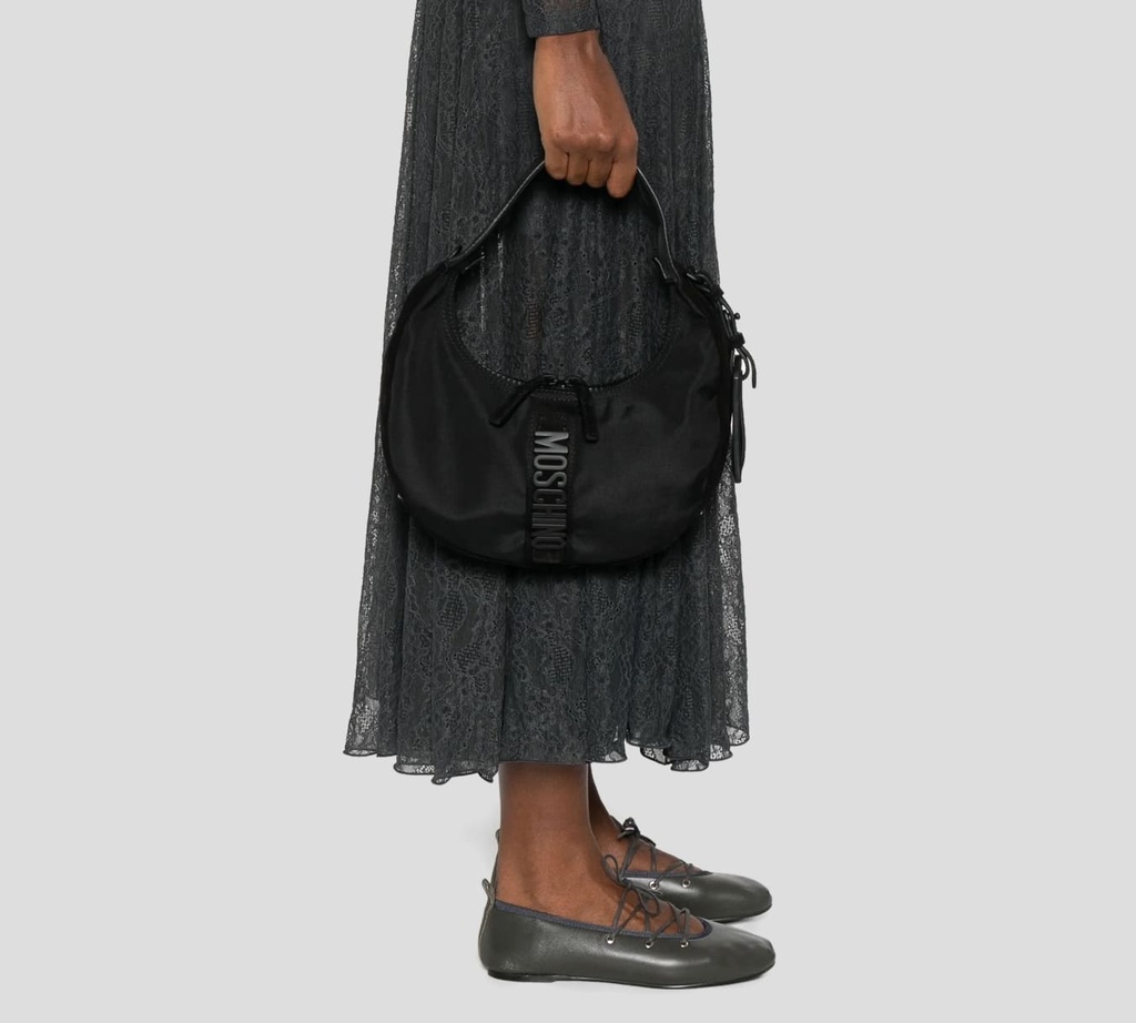 Moschino - CARTERA DE MANO NEGRA CON CIERRE GRUESO