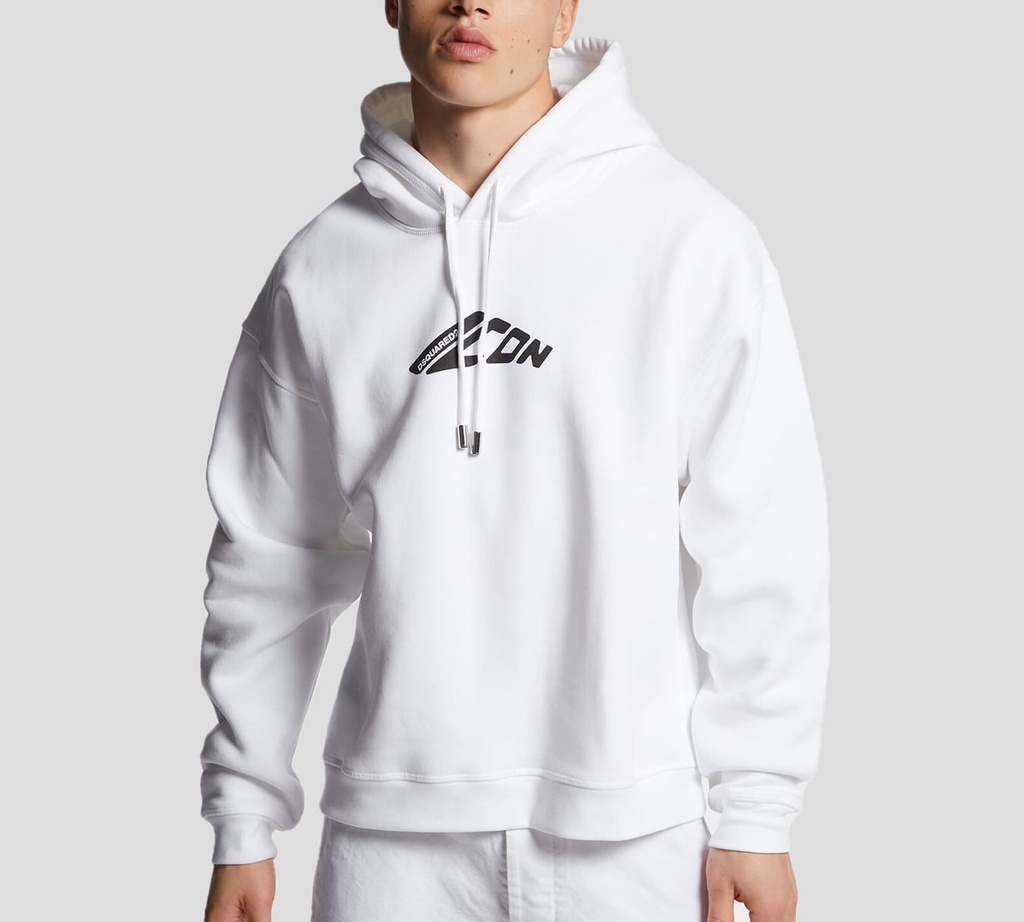 Dsquared2 - HODDIE RELAX FIT BLANCO CON ICON NEGRO