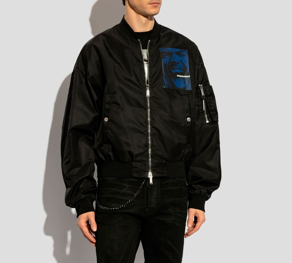 Dsquared2 - CHAQUETA DE SATIN CON ESTAMPADO AZUL