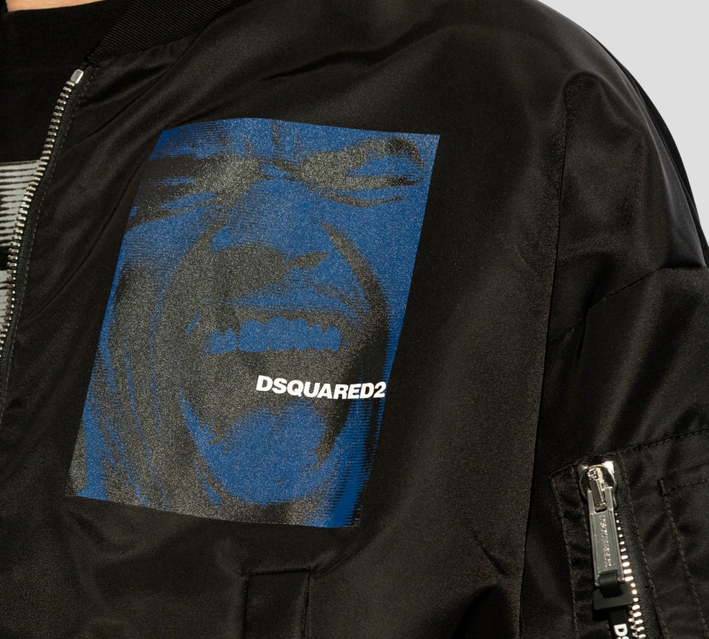 Dsquared2 - CHAQUETA DE SATIN CON ESTAMPADO AZUL