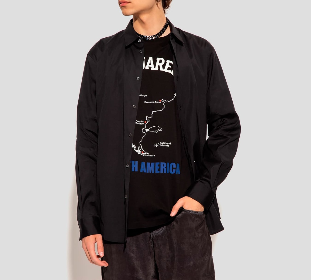 Dsquared2 - CAMISA NEGRA CON LETRAS BLANCAS