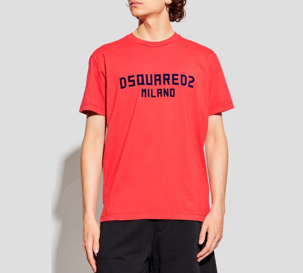 Dsquared2 - FRANELA ROJA CON ESTAMPADO AZUL MARINO