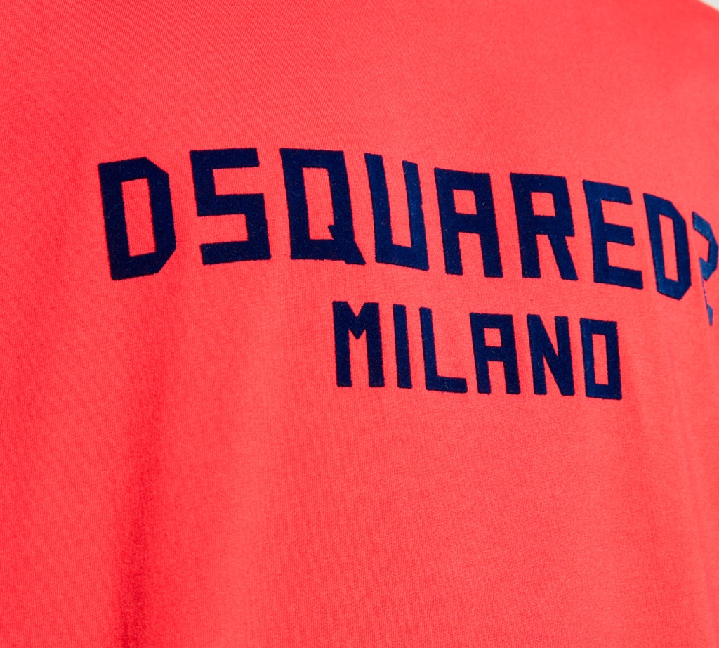 Dsquared2 - FRANELA ROJA CON ESTAMPADO AZUL MARINO