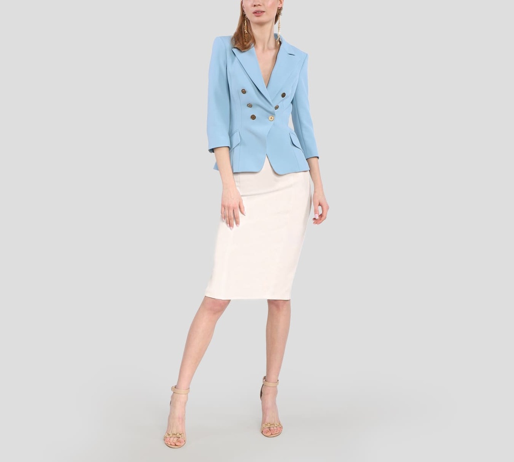 Elisabetta Franchi - FALDA BEIGE CON BROCHE DORADO