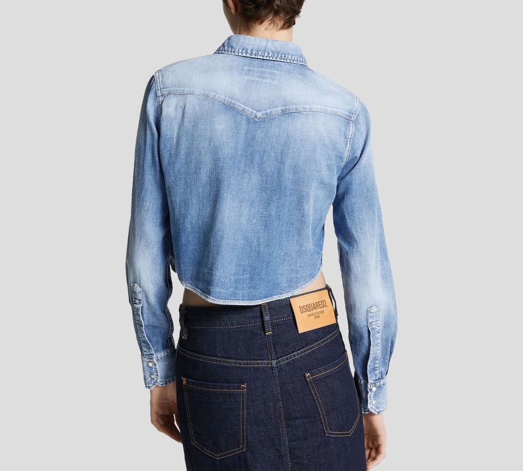 Dsquared2 - CAMISA MINI WESTERN DE JEAN AZUL CLARO