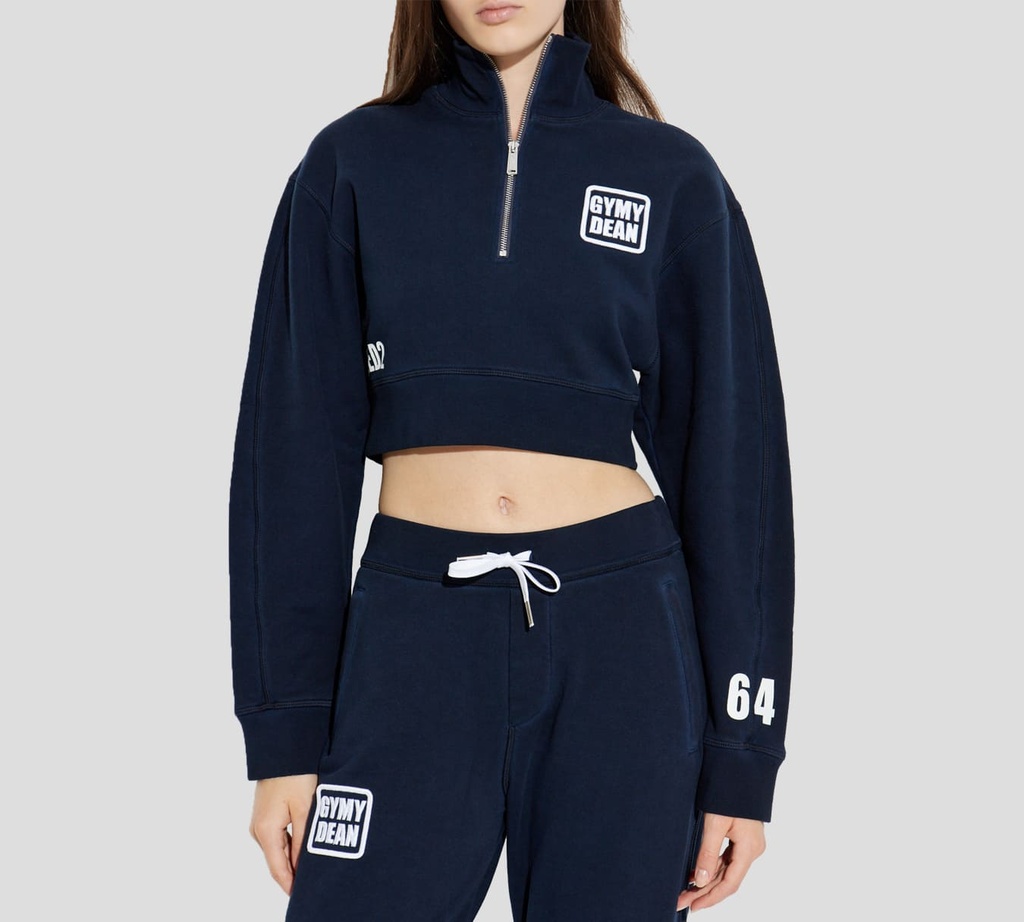 Dsquared2 - SWEATER AZUL MARINO CUELLO DE TORTUGA CON CIERRE PLATEADO