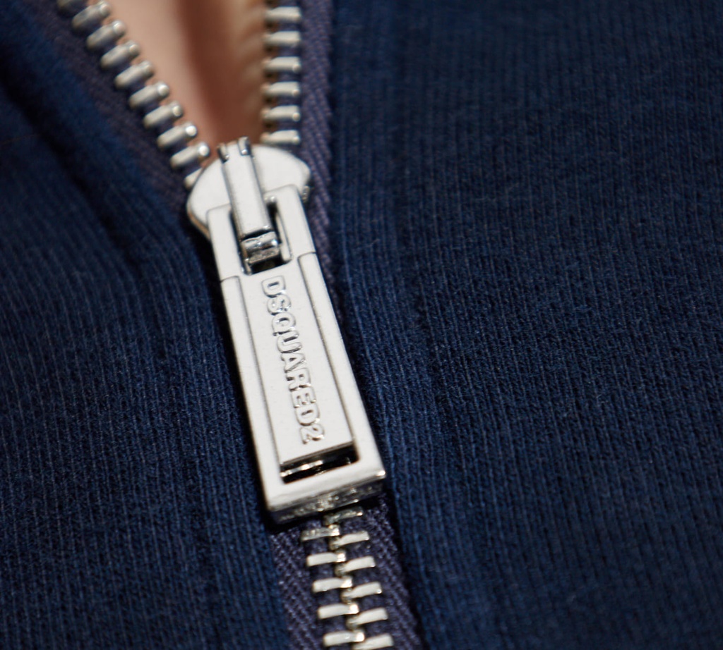 Dsquared2 - SWEATER AZUL MARINO CUELLO DE TORTUGA CON CIERRE PLATEADO