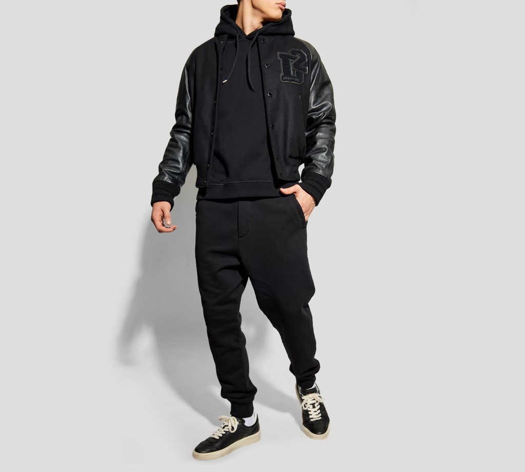 Dsquared2 - HODDIE RELAX FIT NEGRO CON DETALLE EN RELIEVE