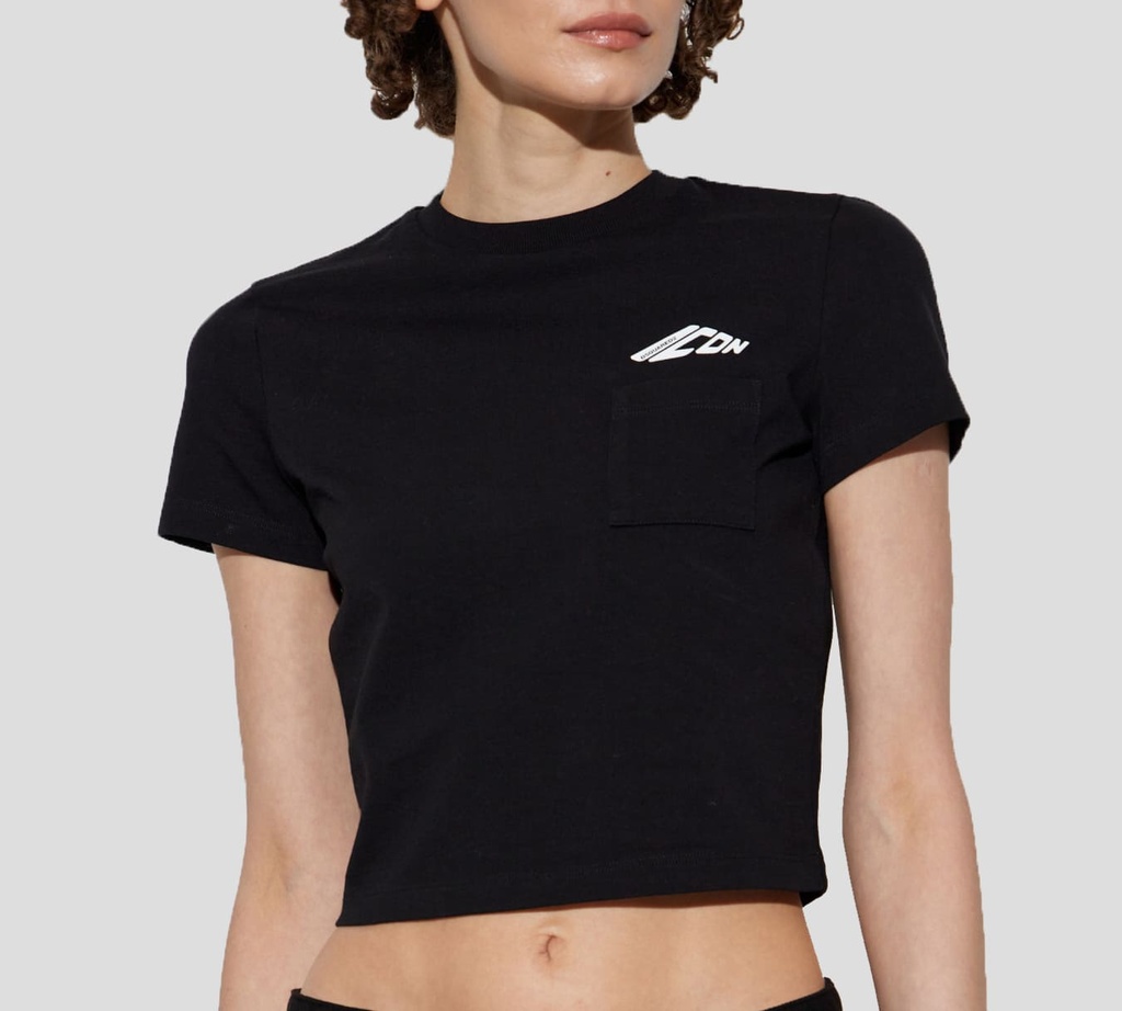 Dsquared2 - FRANELA NEGRA ESTAMPADO ICON PEQUEÑO BLANCO