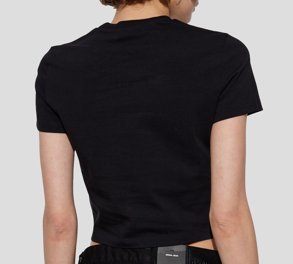 Dsquared2 - FRANELA NEGRA ESTAMPADO ICON PEQUEÑO BLANCO