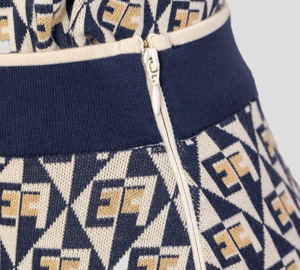 Elisabetta Franchi - FALDA CREMA CON PATRON DE LOGO