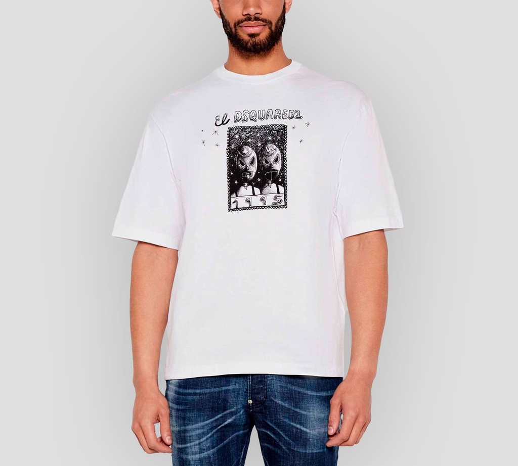 Dsquared2 - FRANELA BLANCA CON LUCHADORES