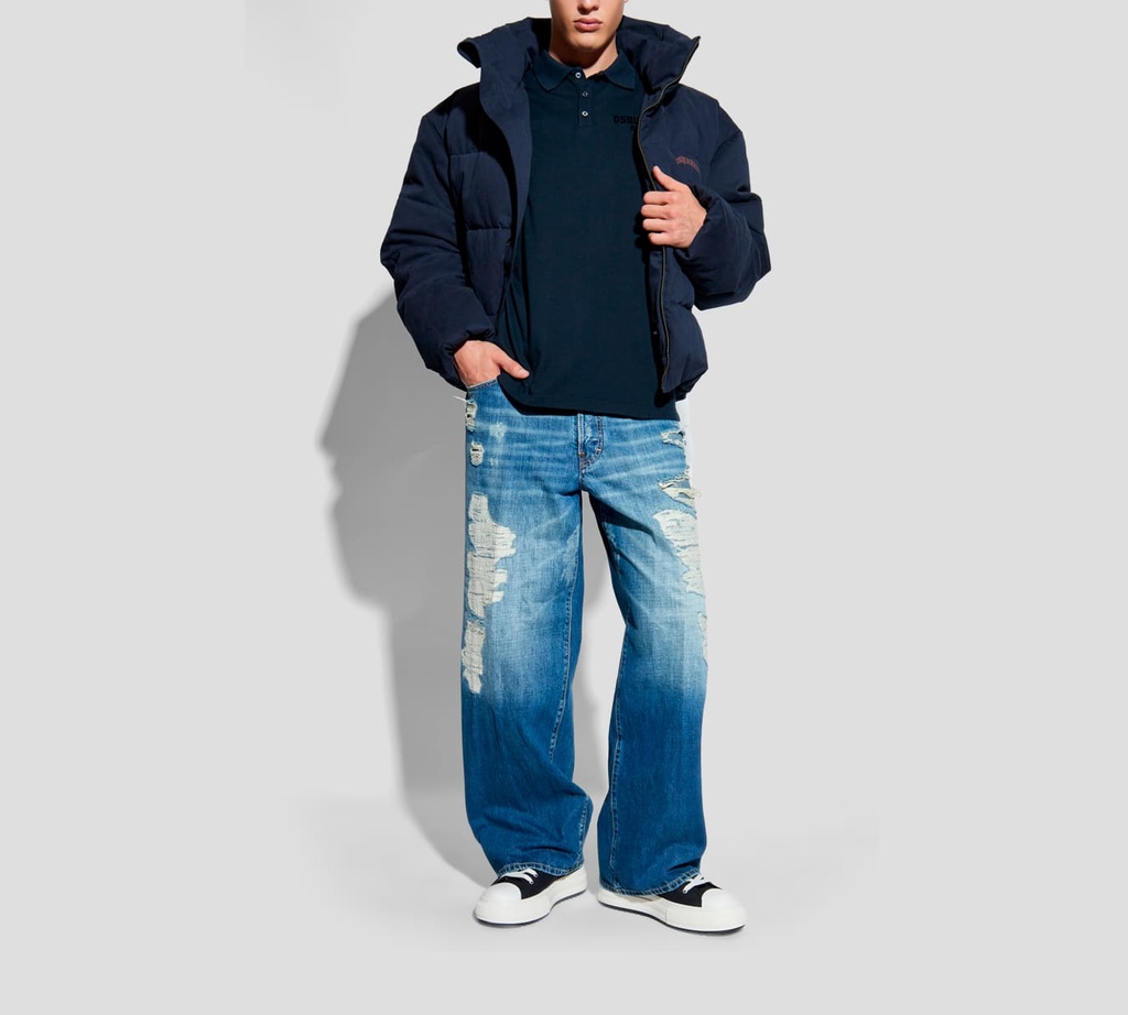 Dsquared2 - POLO TENIS FIT AZUL MARINO CON DETALLE EN NEGRO