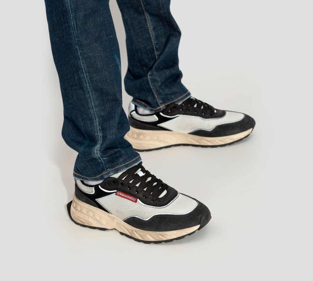 Dsquared2 Icon - ZAPATOS BLANCO Y NEGRO CON SUELA MANCHADA