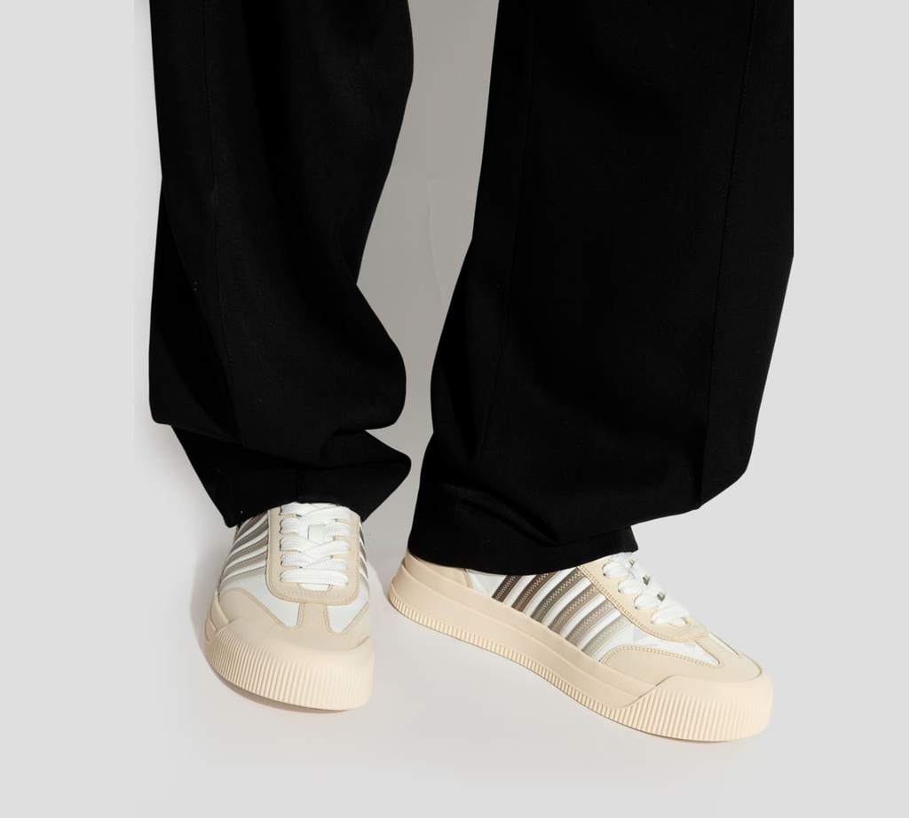 Dsquared2 Icon - ZAPATO BLANCO CON BEIGE Y LINEAS