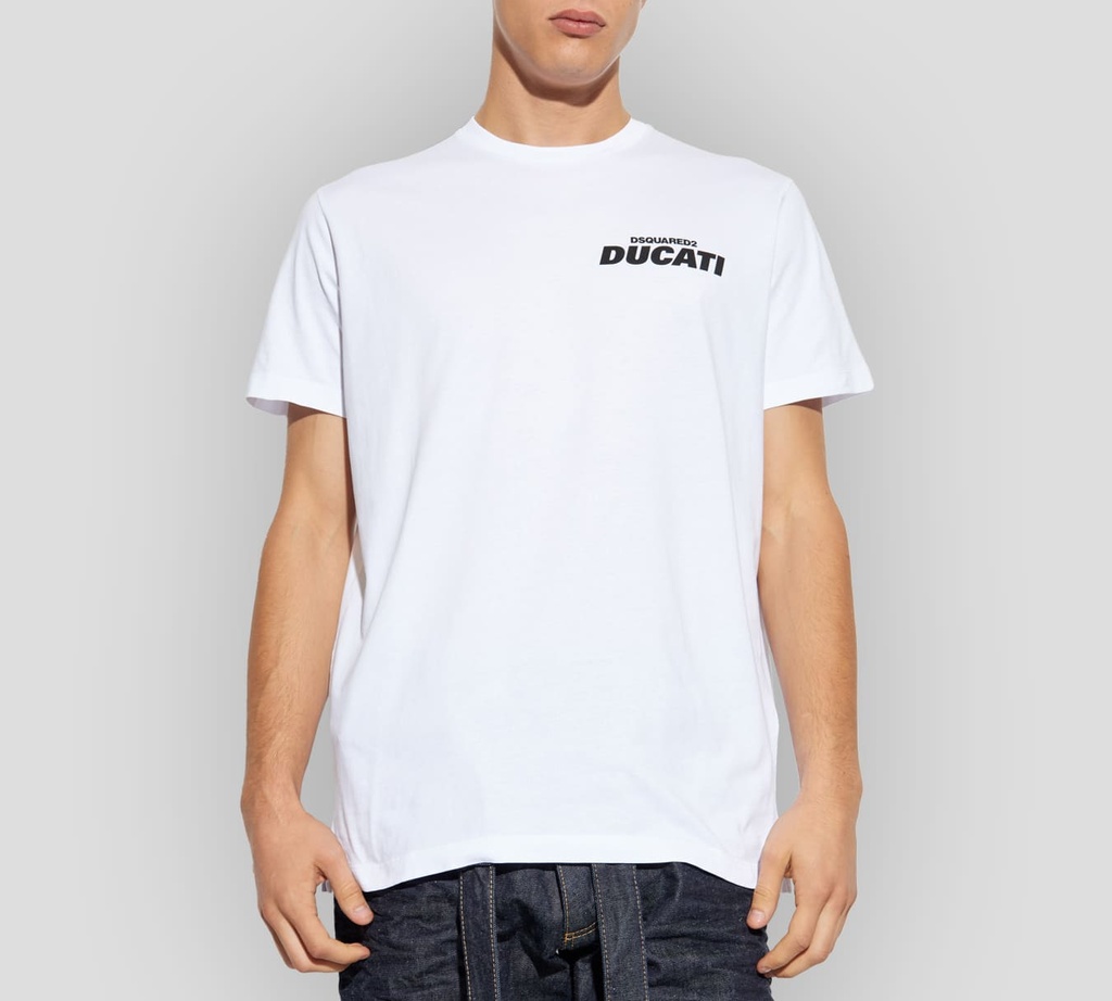 Dsquared2 - FRANELA BLANCA CON ESTAMPADO NEGRO DUCATI