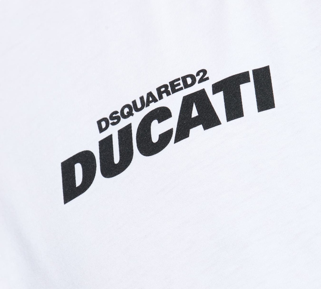 Dsquared2 - FRANELA BLANCA CON ESTAMPADO NEGRO DUCATI